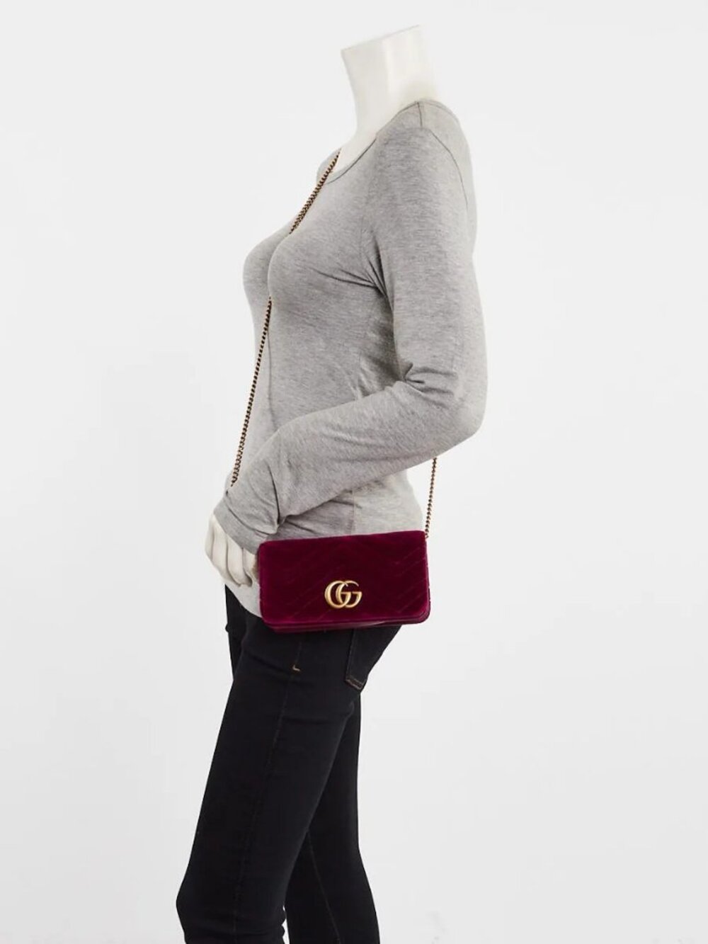 Gucci Purple Quilted Velvet GG Marmont Super Mini Crossbody Bag